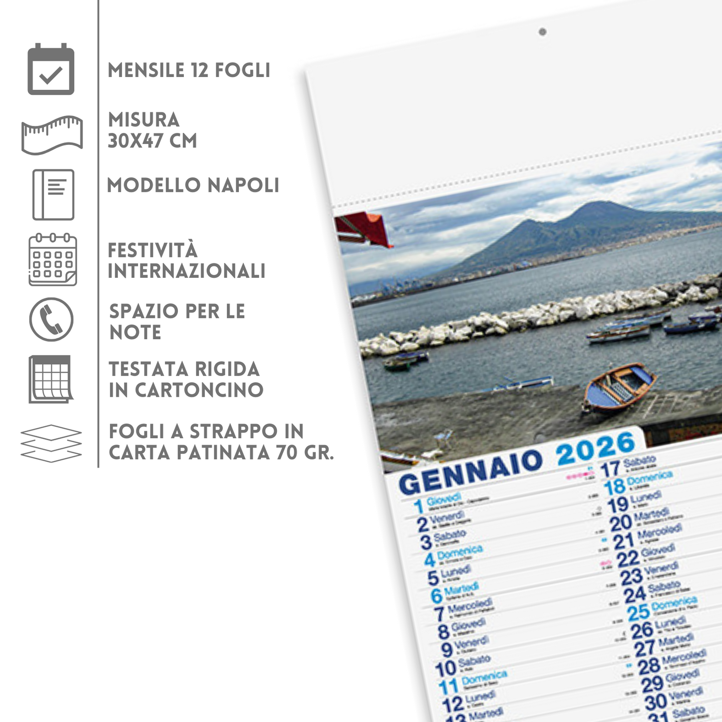 Calendario illustrato 2026 Napoli | Cod. PA118