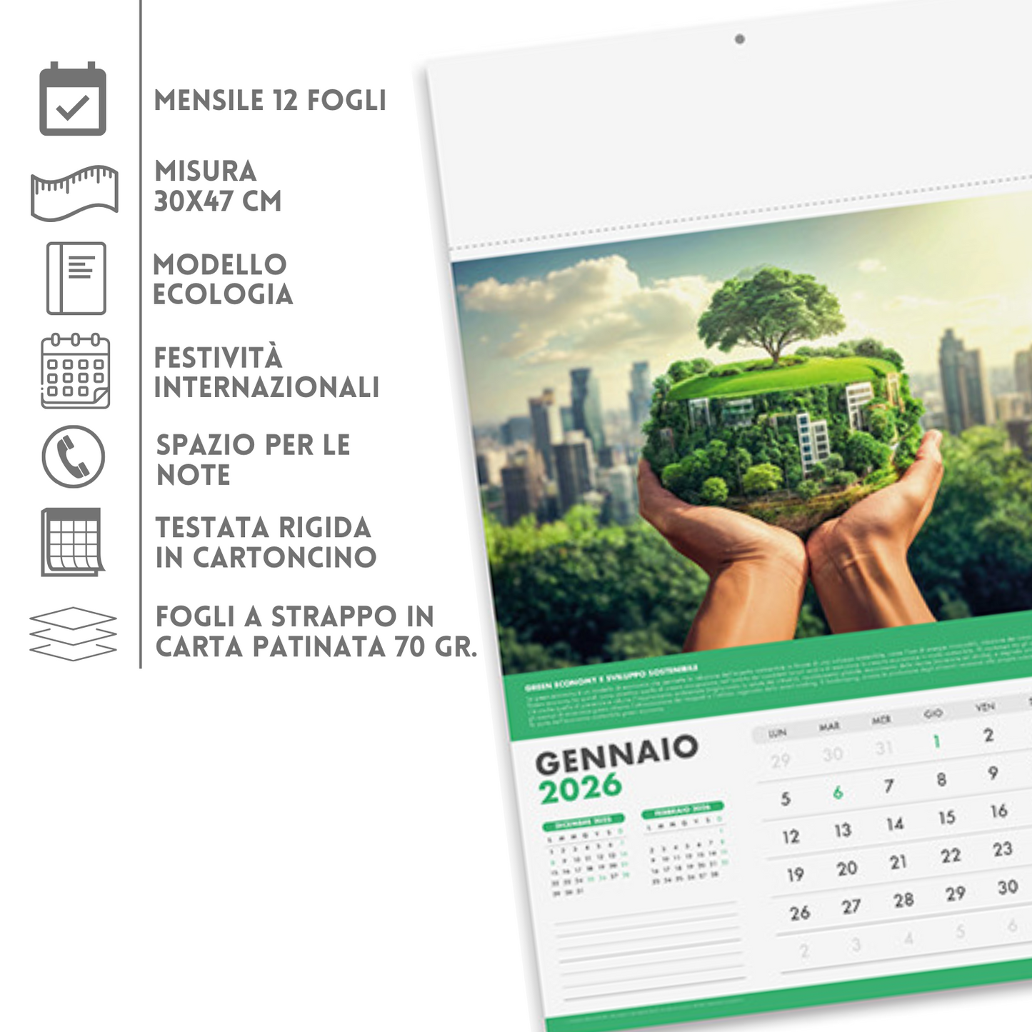 Calendario illustrato 2026 Ecologia | Cod. PA091