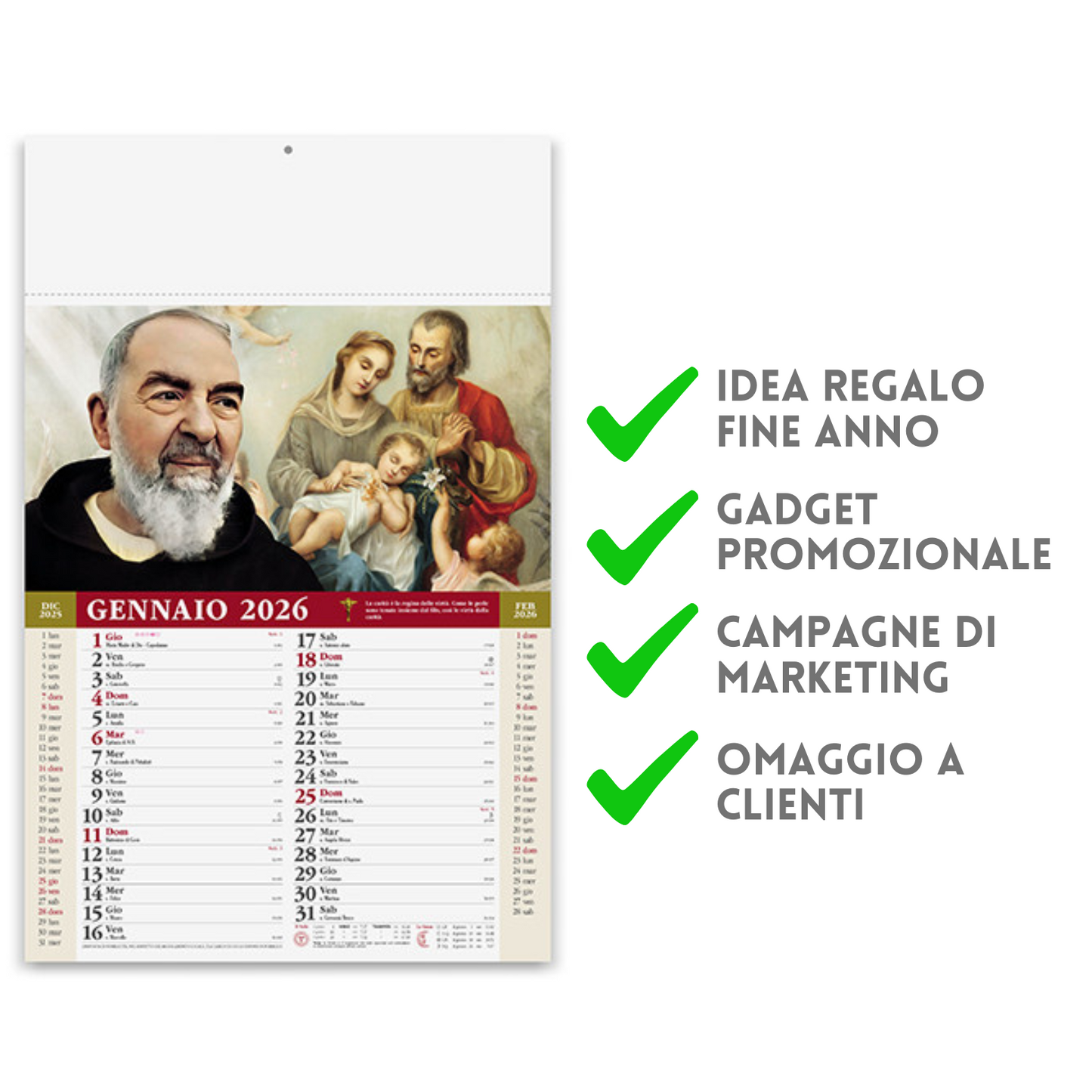 Calendario illustrato 2026 San Pio | Cod. PA100