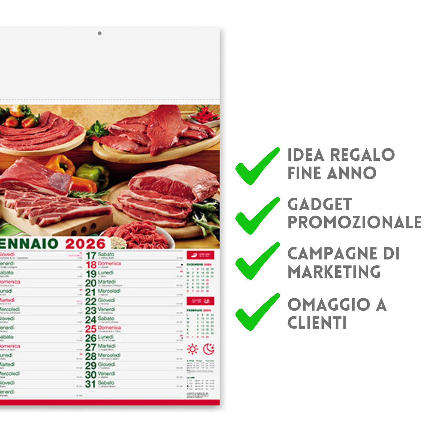 Calendario illustrato 2026 Carni | Cod. PA142