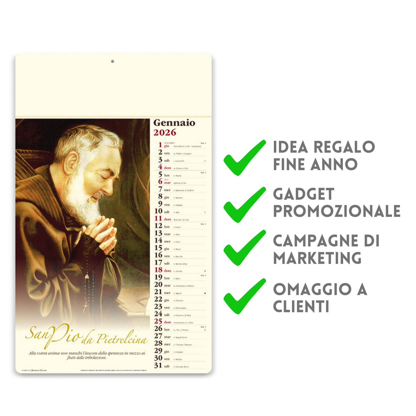 Calendario illustrato 2026 San Pio | Cod. PA024