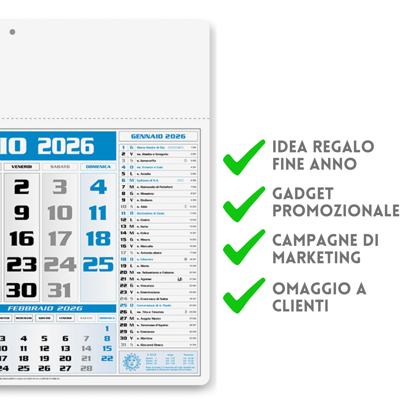 Calendario personalizzato 2026 americano | Cod. PA560