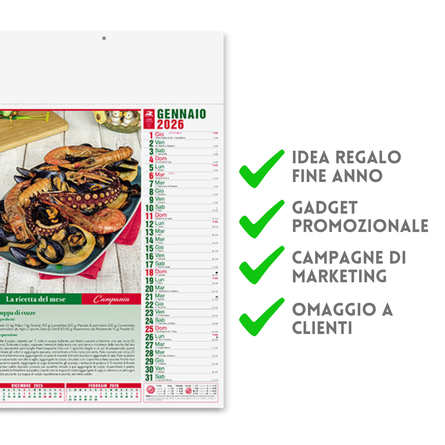 Calendario illustrato 2026 Gastronomia | Cod. PA132