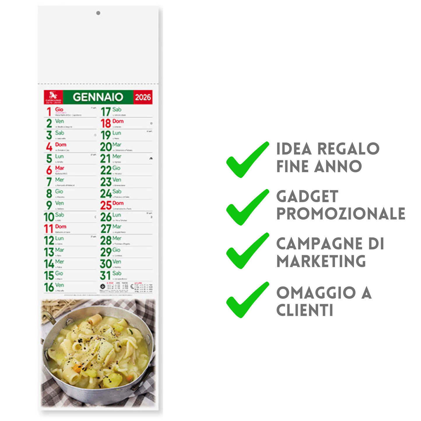 Calendario illustrato 2026 Gastronomia Slim | Cod. PA187