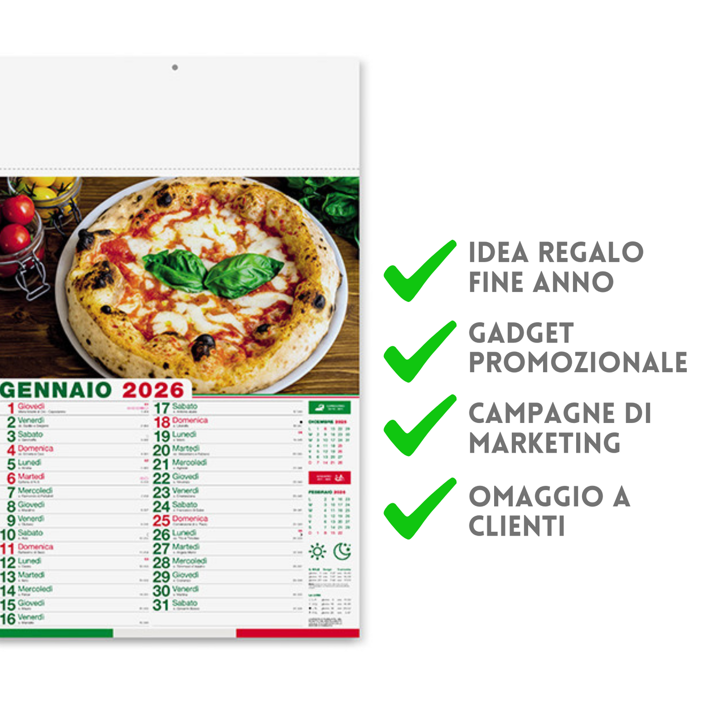 Calendario illustrato 2026 Pizza | Cod. PA136