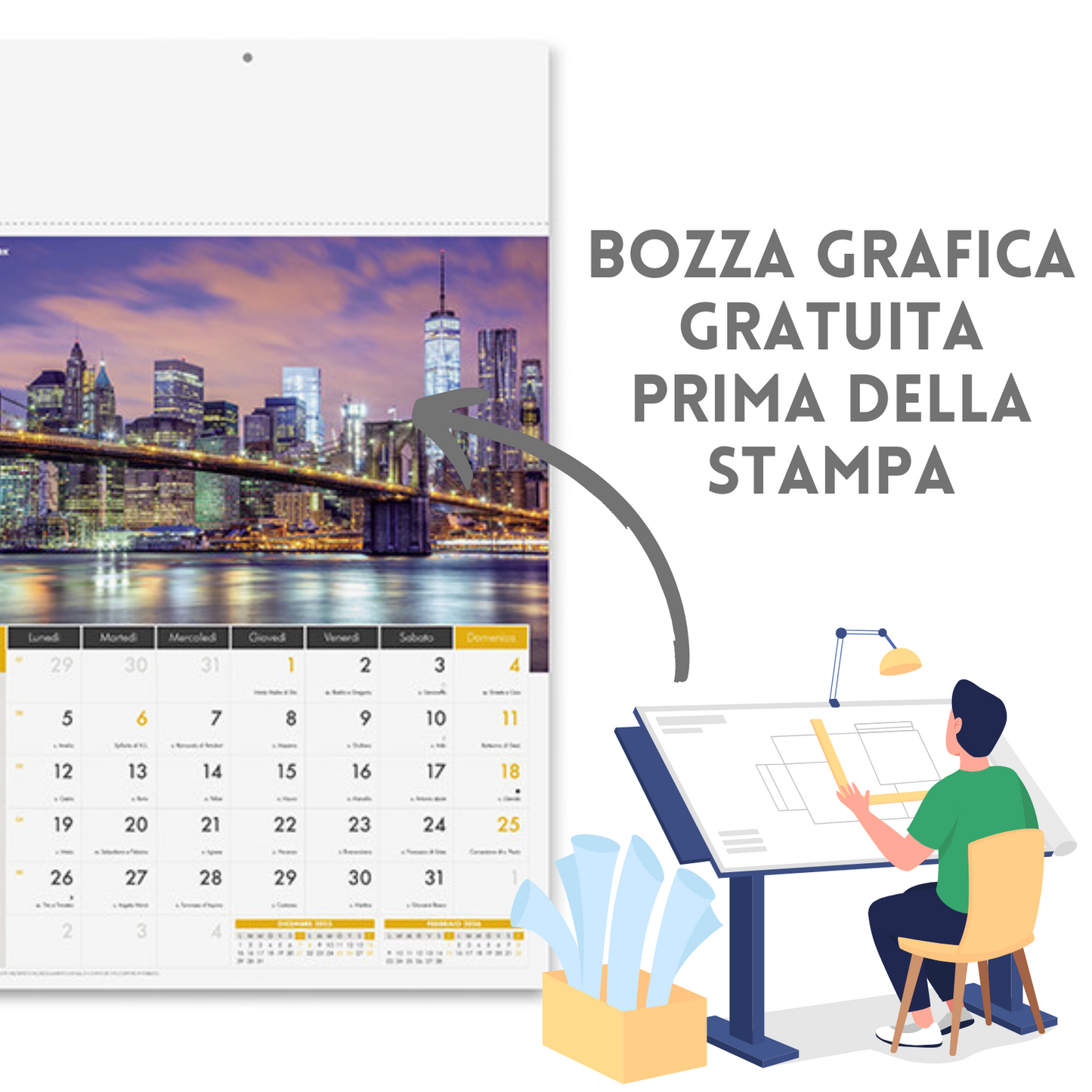 Calendario illustrato 2026 Città di notte | Cod. PA119