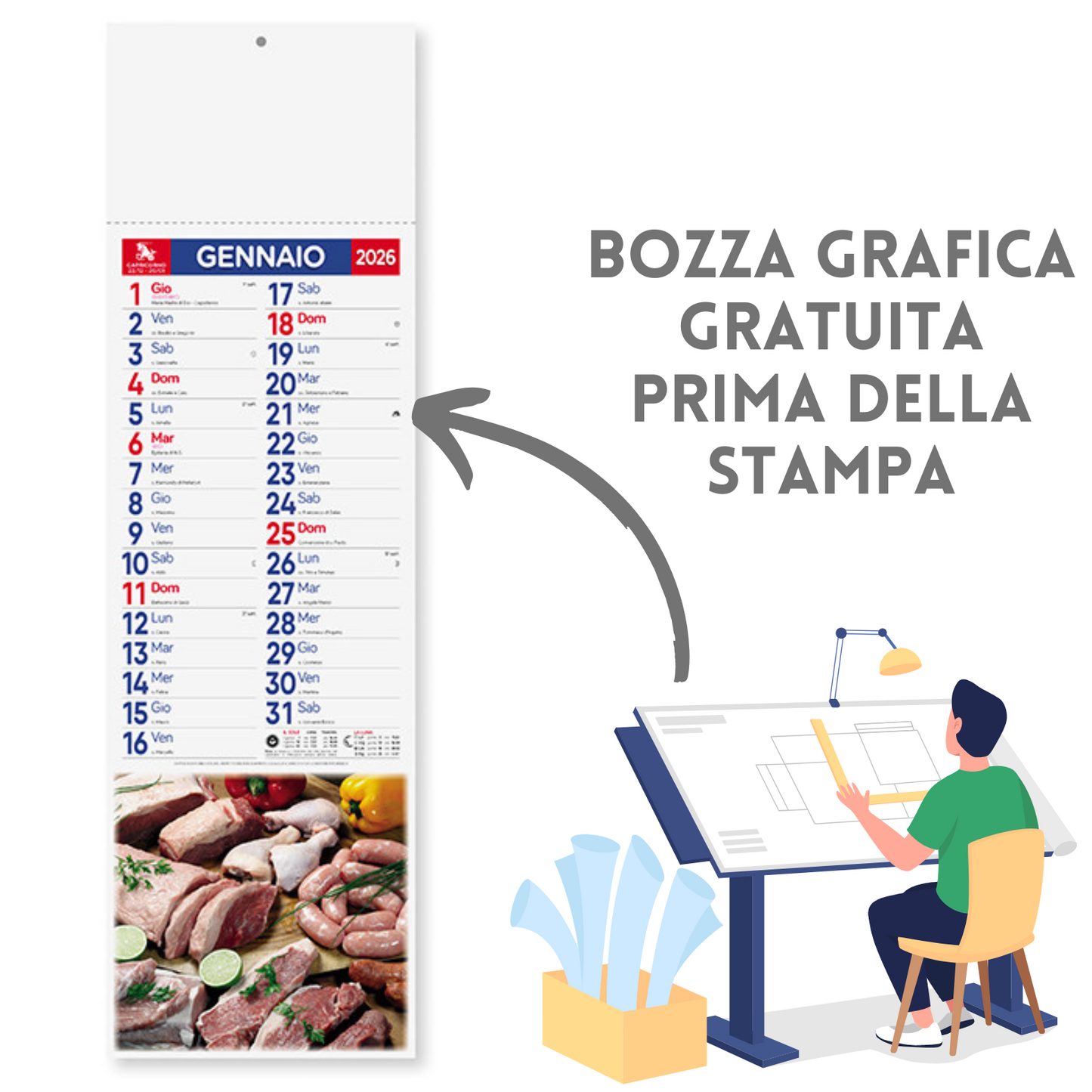 Calendario illustrato 2026 Carni Slim | Cod. PA189