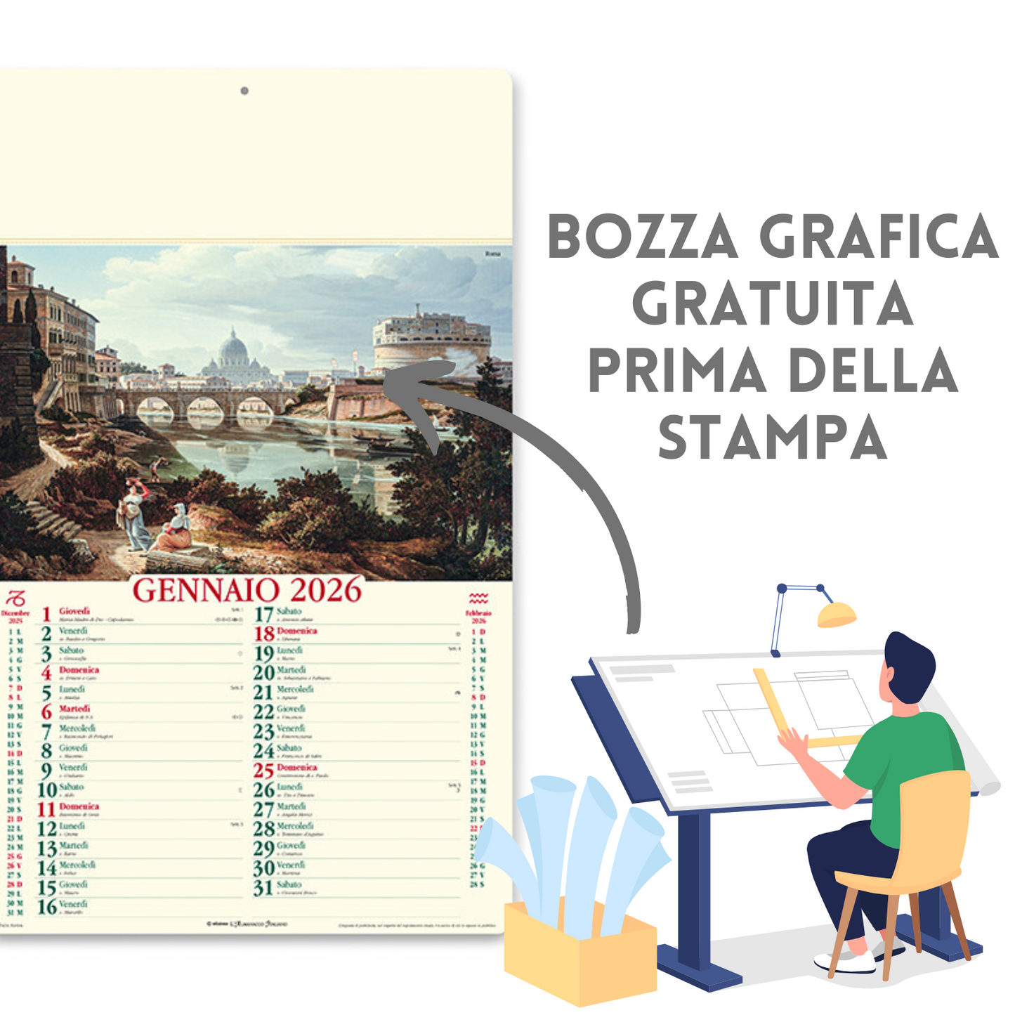 Calendario illustrato 2026 Italia Antica | Cod. PA014