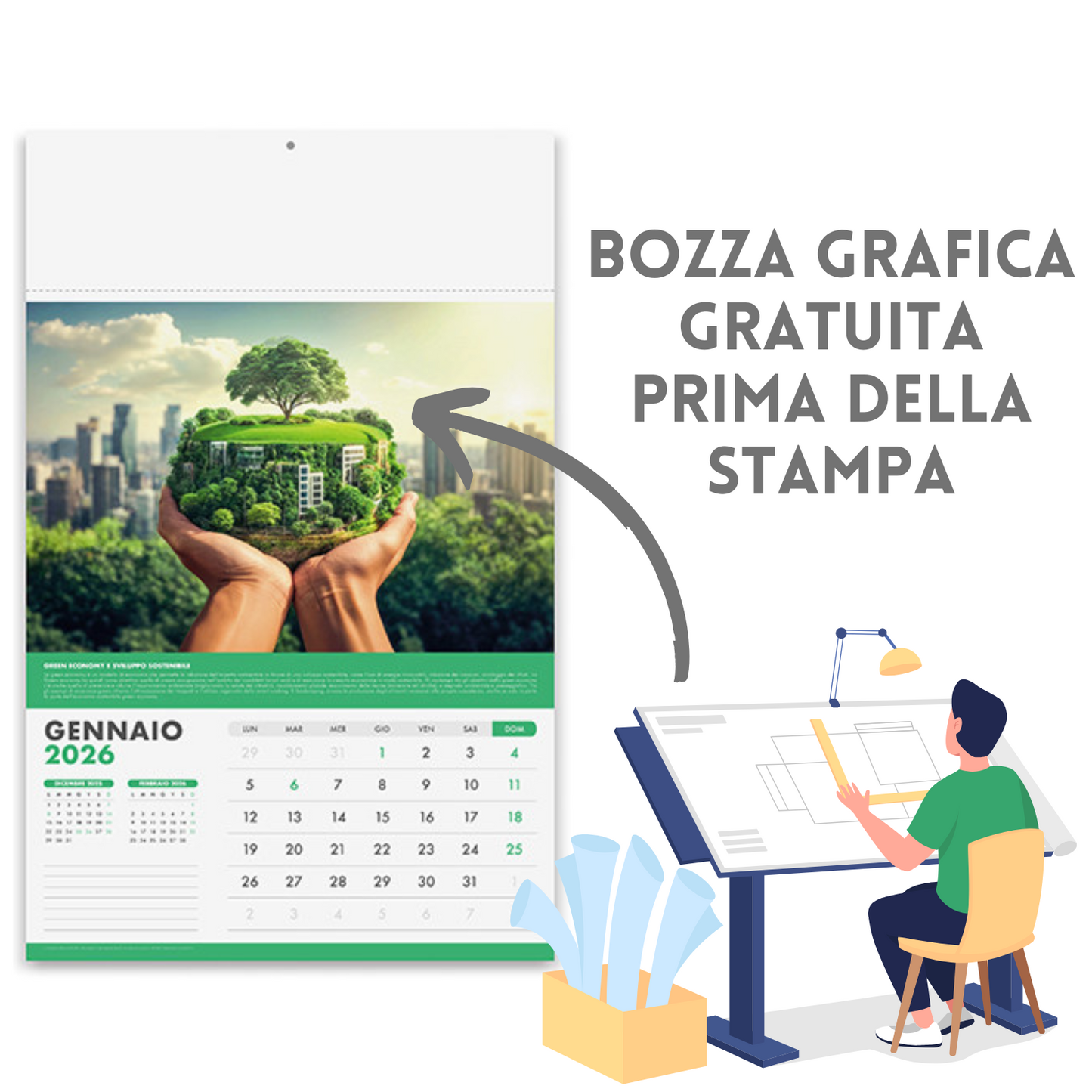 Calendario illustrato 2026 Ecologia | Cod. PA091