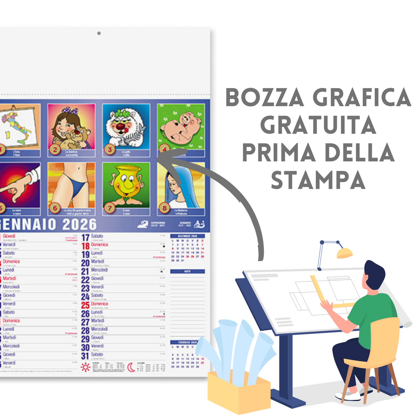 Calendario illustrato 2026 Cabala | Cod. PA114