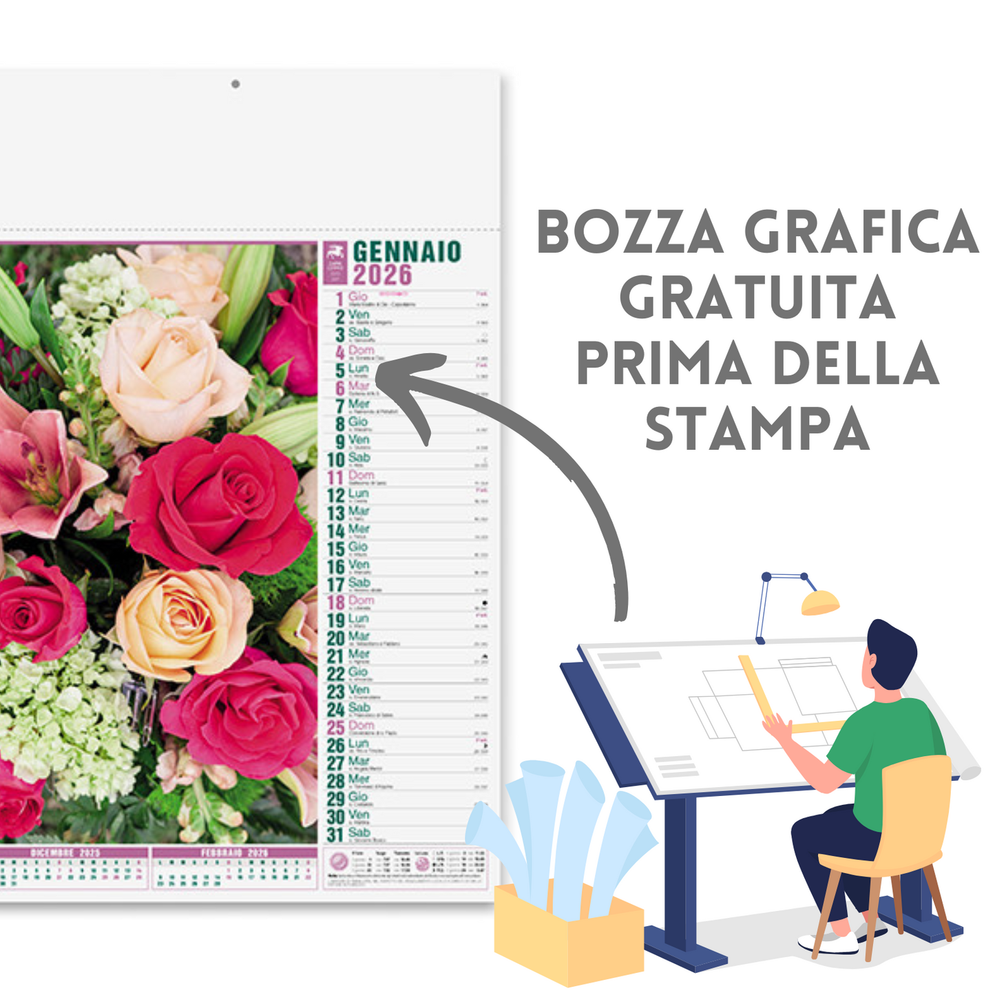 Calendario illustrato 2026 Fiori | Cod. PA103
