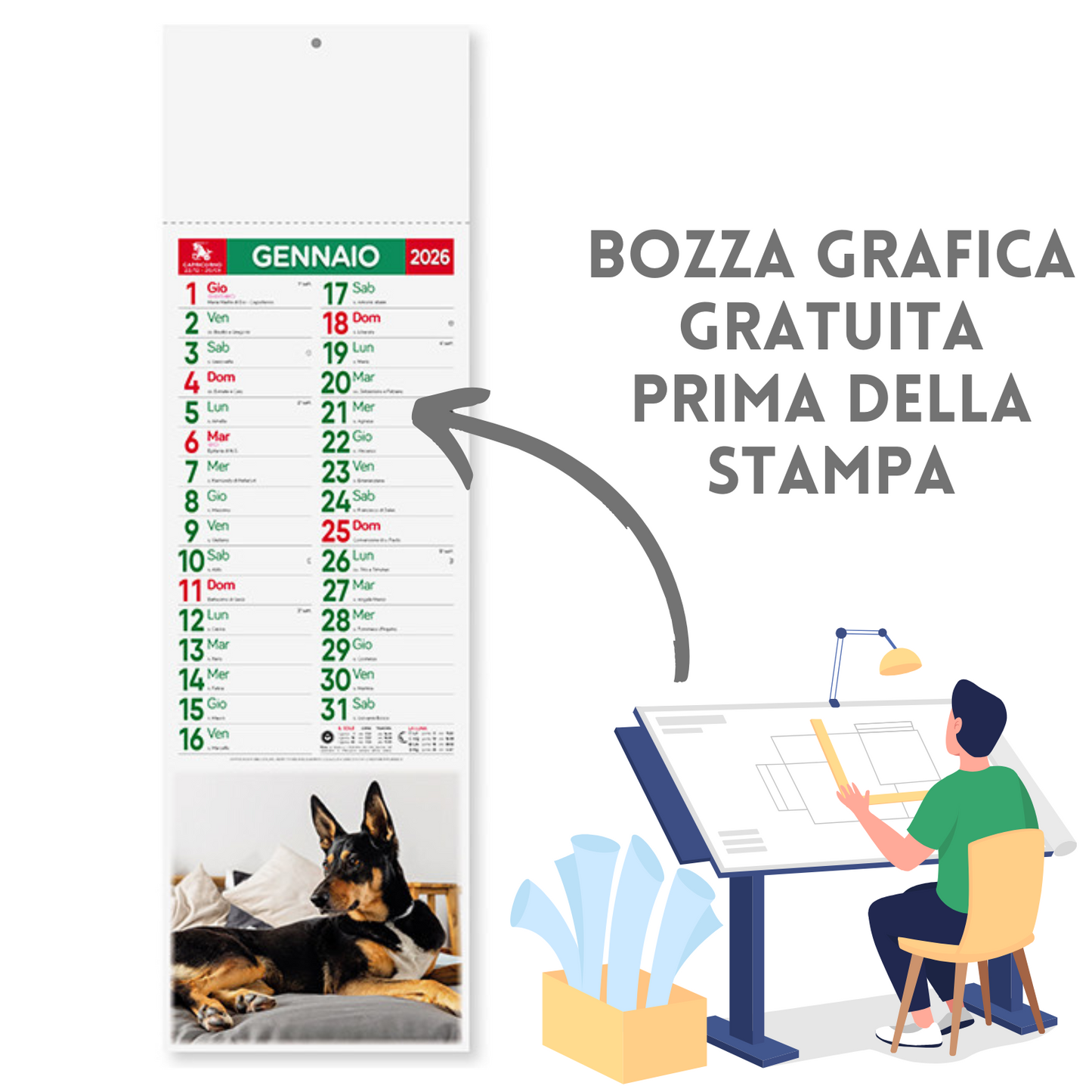 Calendario illustrato 2026 Cani e Gatti Slim | Cod. PA191