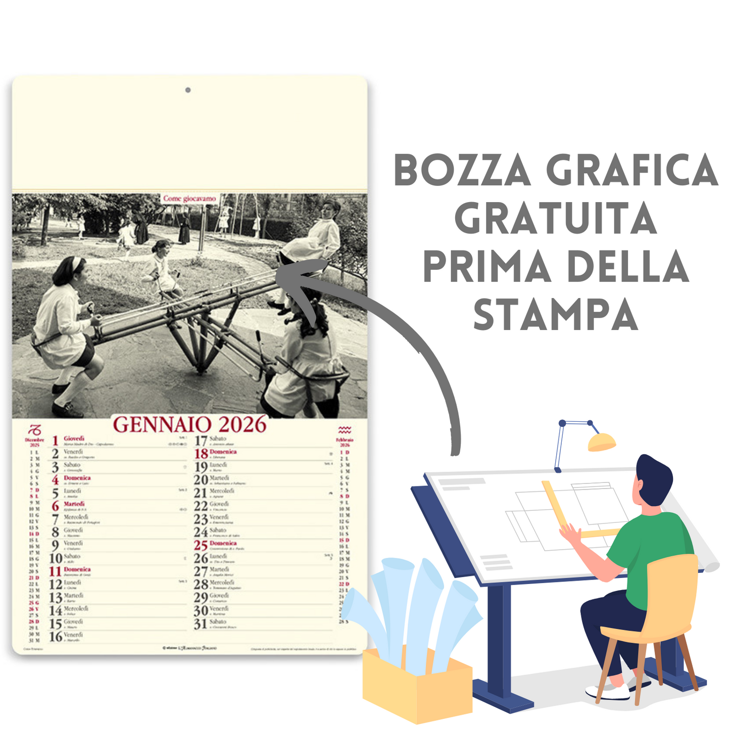 Calendario illustrato 2026 come eravamo | Cod. PA022