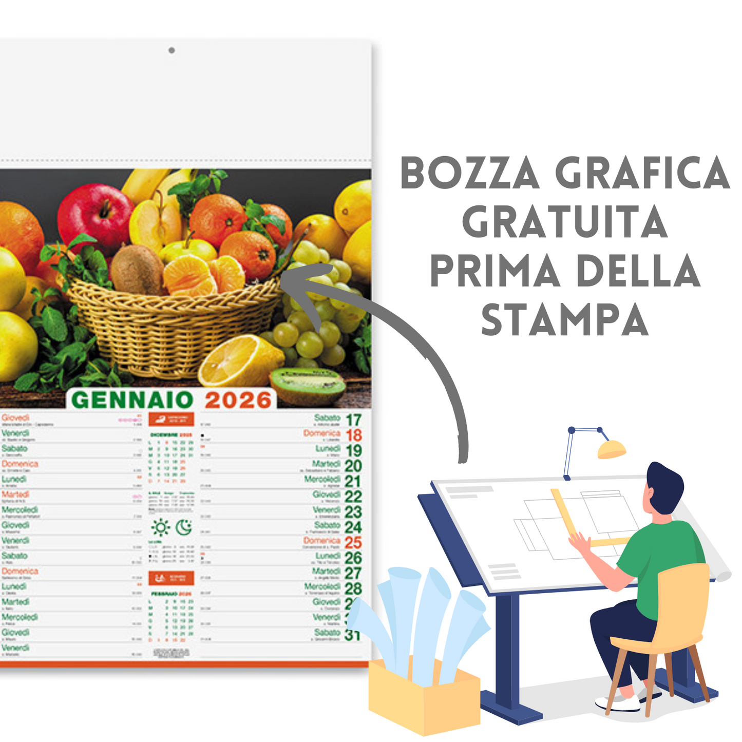 Calendario illustrato 2026 Frutta e Verdura | Cod. PA146
