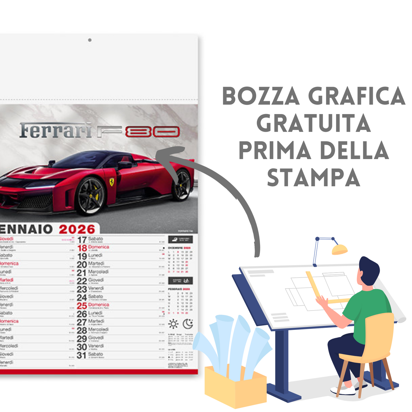 Calendario illustrato 2026 Auto Sportive | Cod. PA162