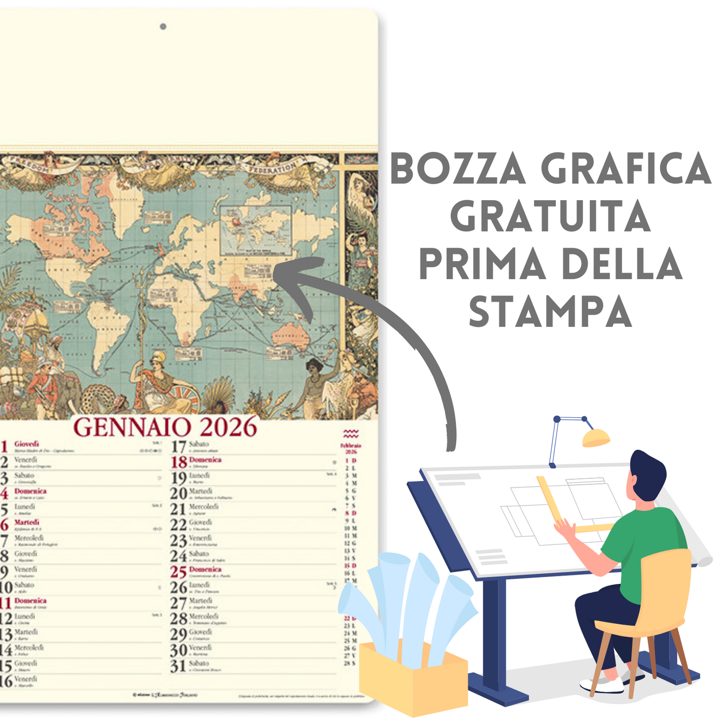 Calendario illustrato 2026 Antiche Mappe | Cod. PA012