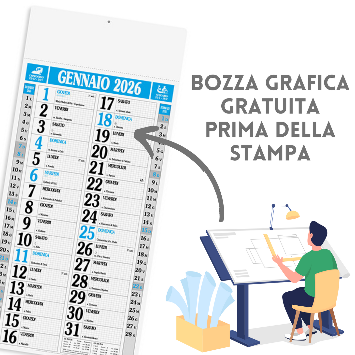 Calendario olandese GIGANTE 2026 personalizzato | Cod. PA523
