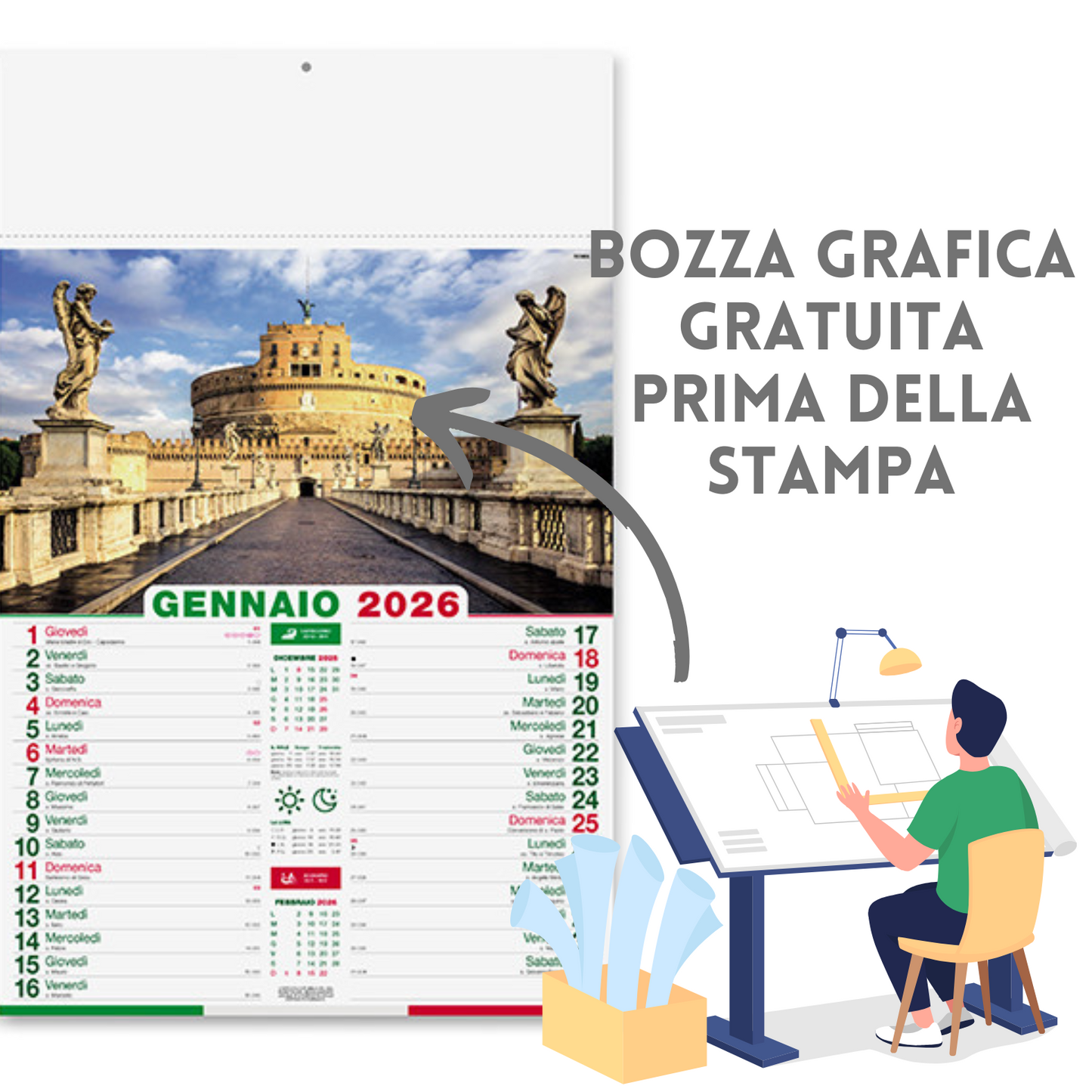 Calendario illustrato 2026 Città d'Italia | Cod. PA116