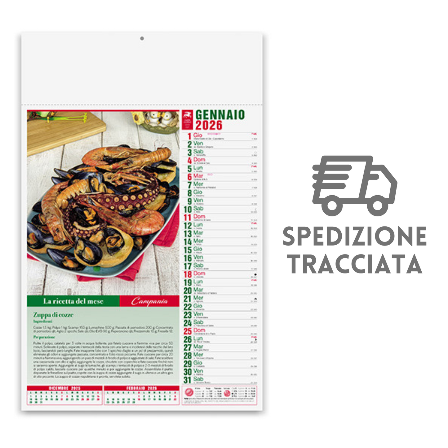 Calendario illustrato 2026 Gastronomia | Cod. PA132