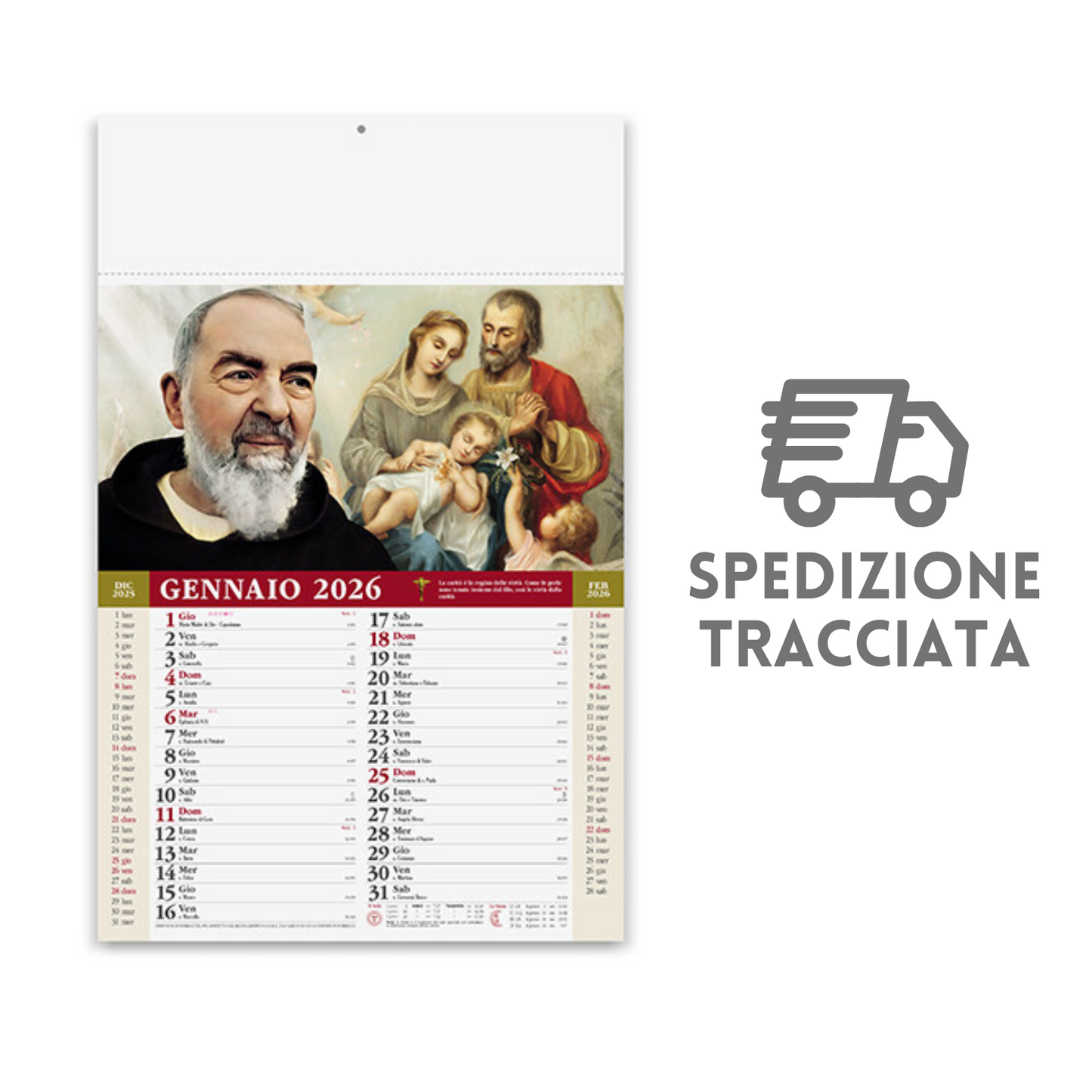 Calendario illustrato 2026 San Pio | Cod. PA100