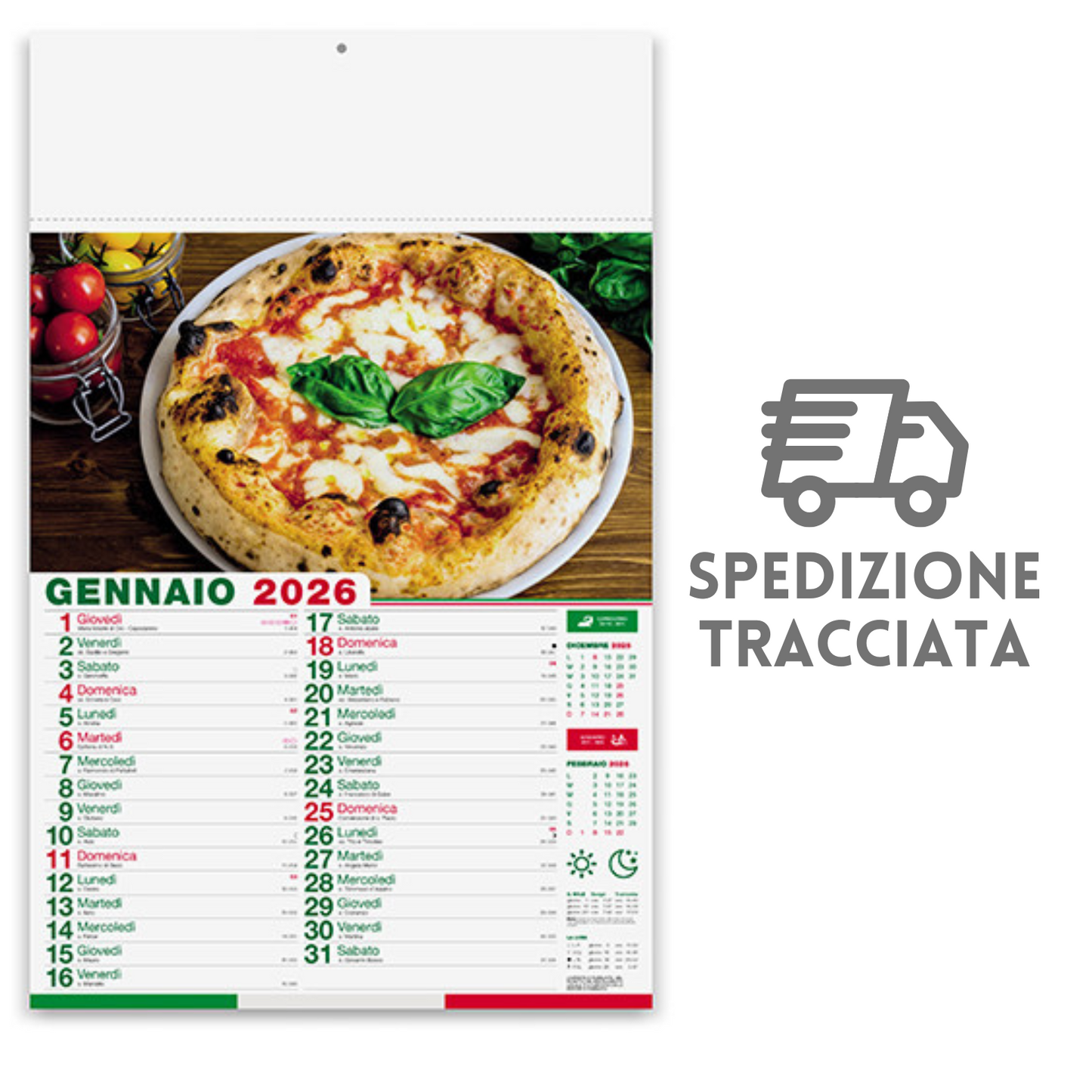 Calendario illustrato 2026 Pizza | Cod. PA136