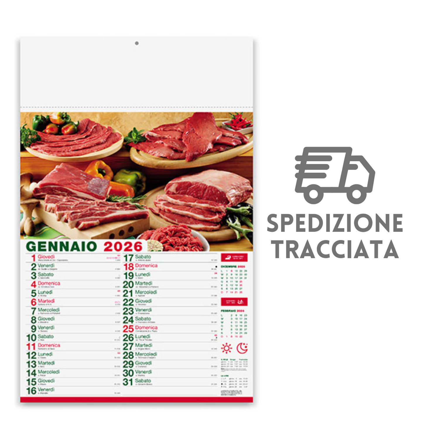 Calendario illustrato 2026 Carni | Cod. PA142