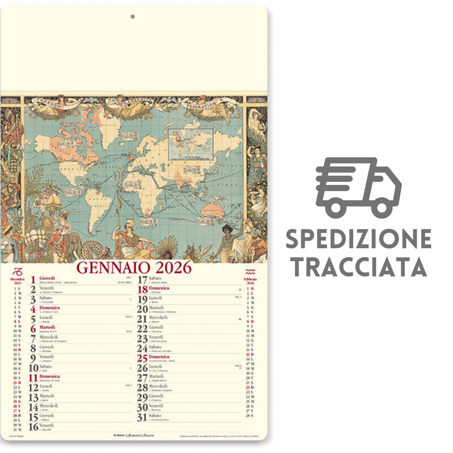 Calendario illustrato 2026 Antiche Mappe | Cod. PA012