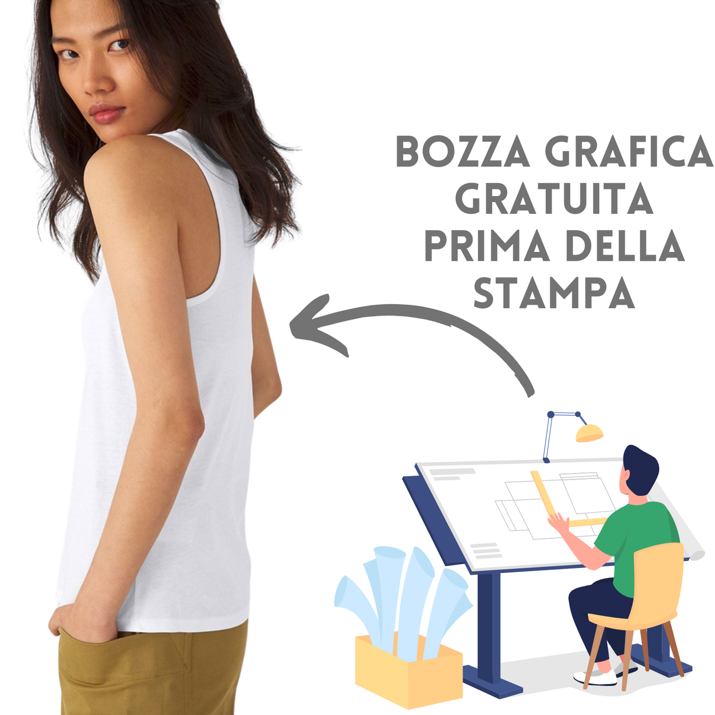 Canotta donna in cotone organico personalizzata | Cod. BCTW073