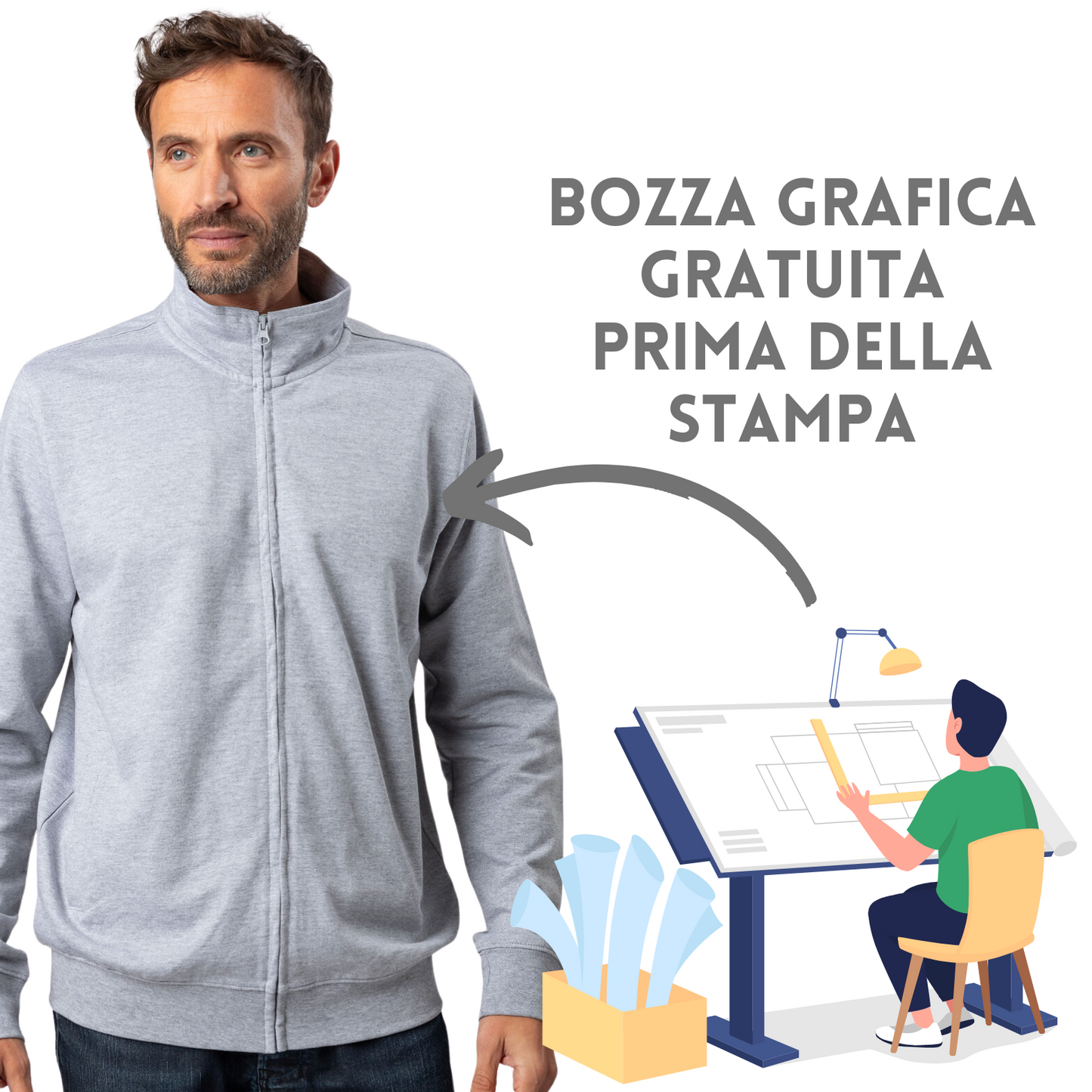Felpa personalizzata con zip intera | Cod. BS300