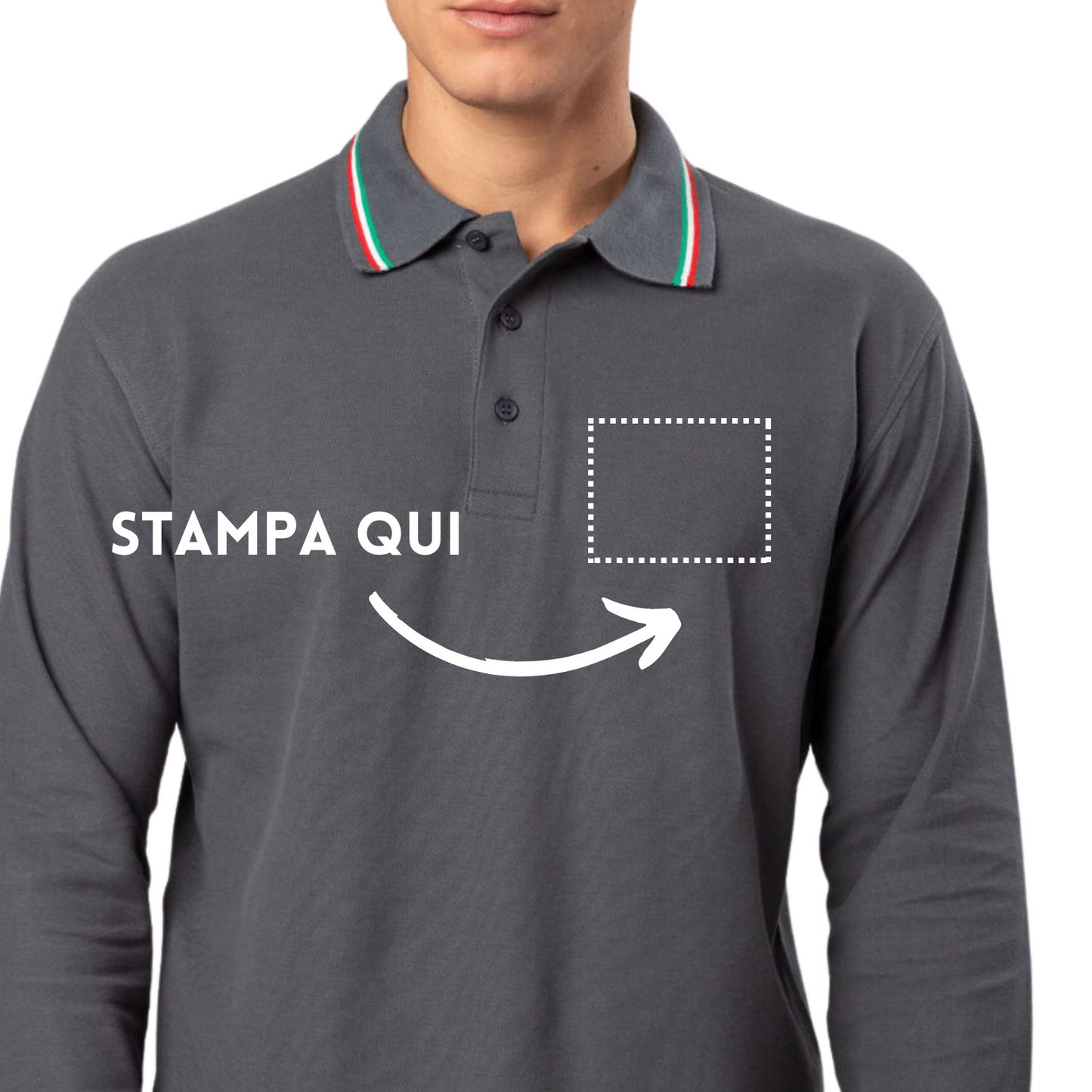 Polo a manica lunga con tricolore | Cod. BS211