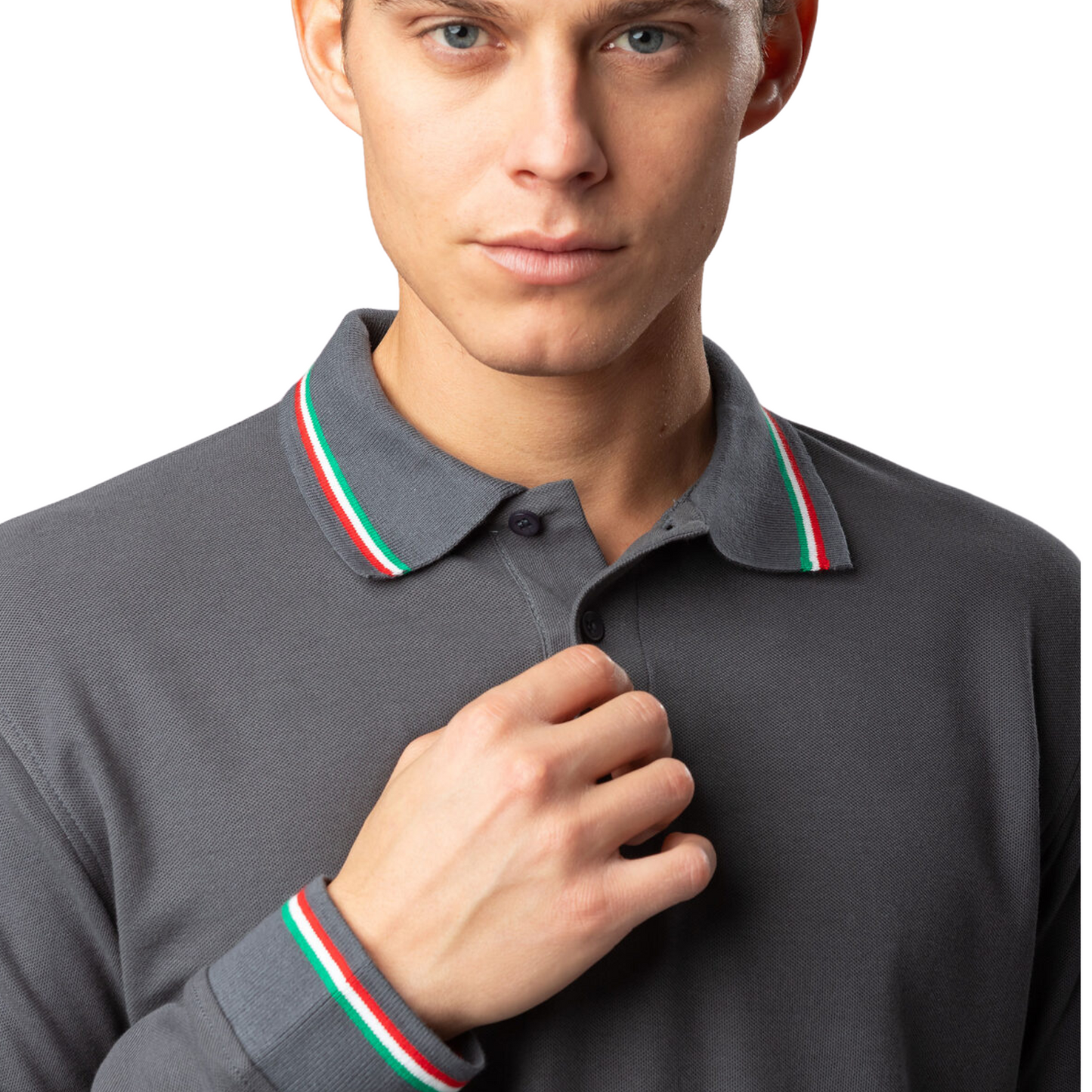 Polo a manica lunga con tricolore | Cod. BS211