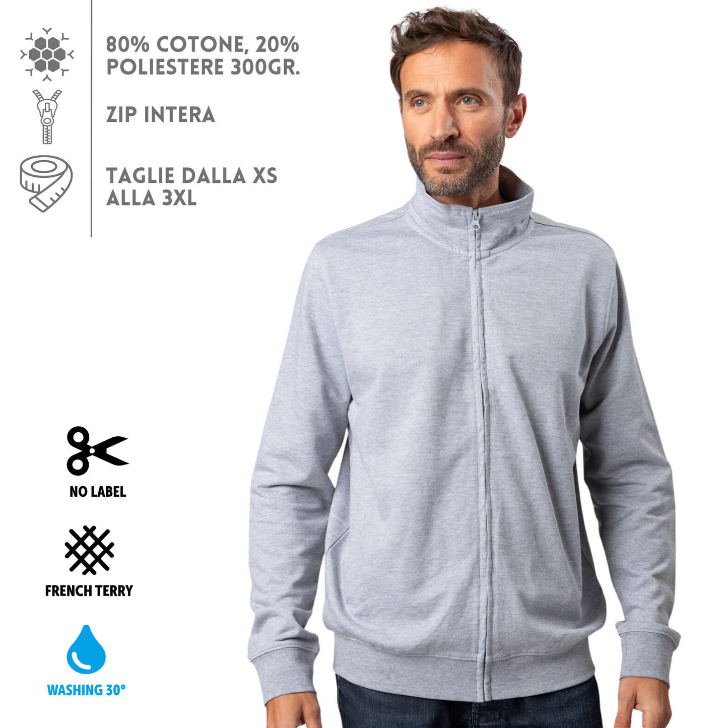 Felpa personalizzata con zip intera | Cod. BS300