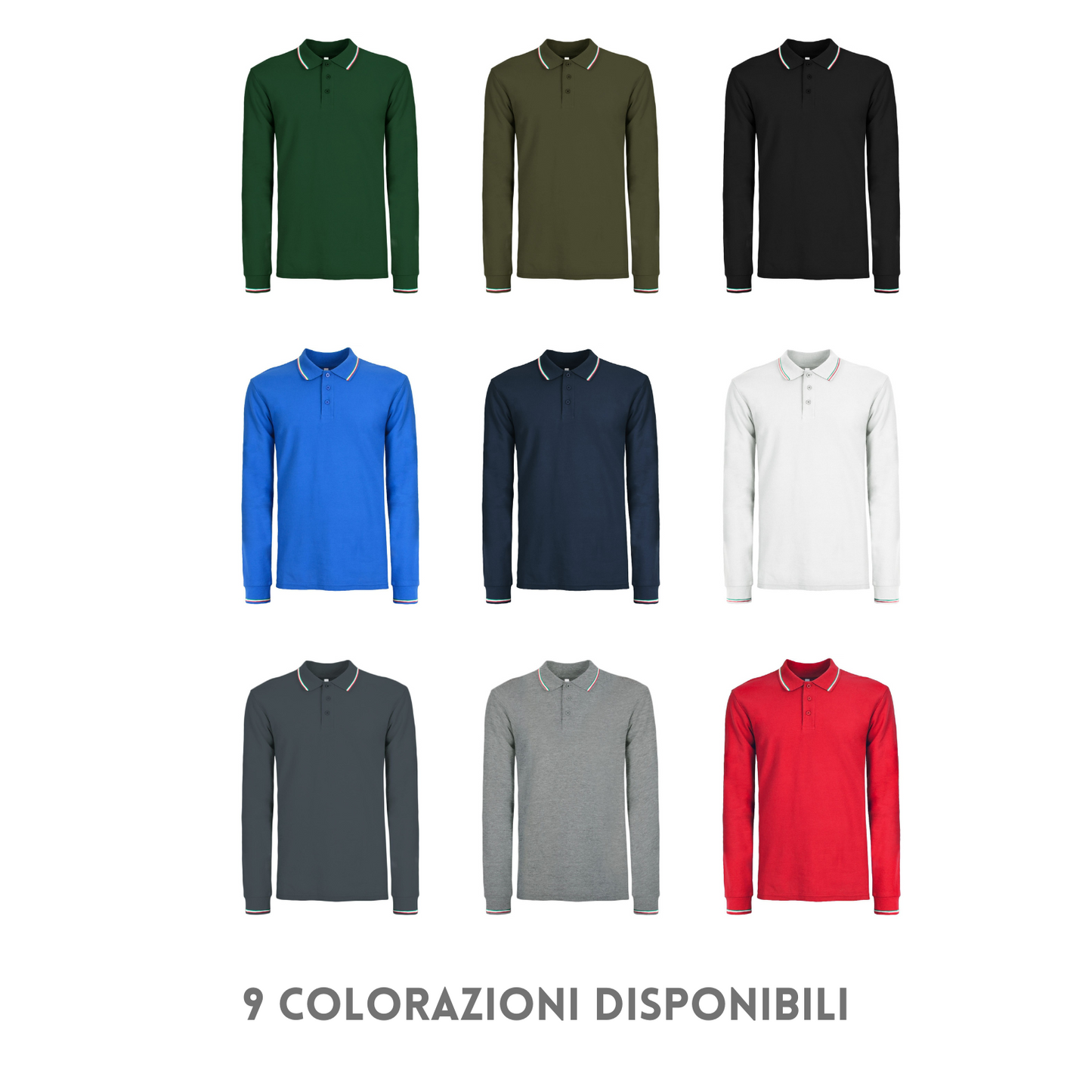 Polo a manica lunga con tricolore | Cod. BS211