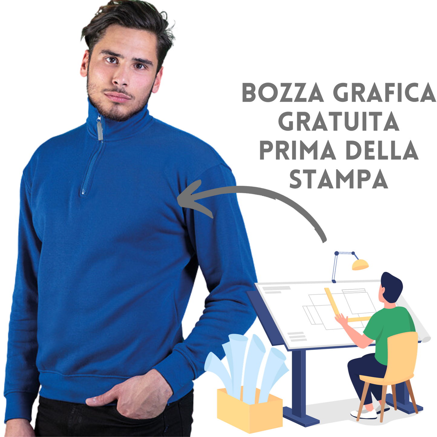 Felpa personalizzata a mezza zip | Cod. PM452