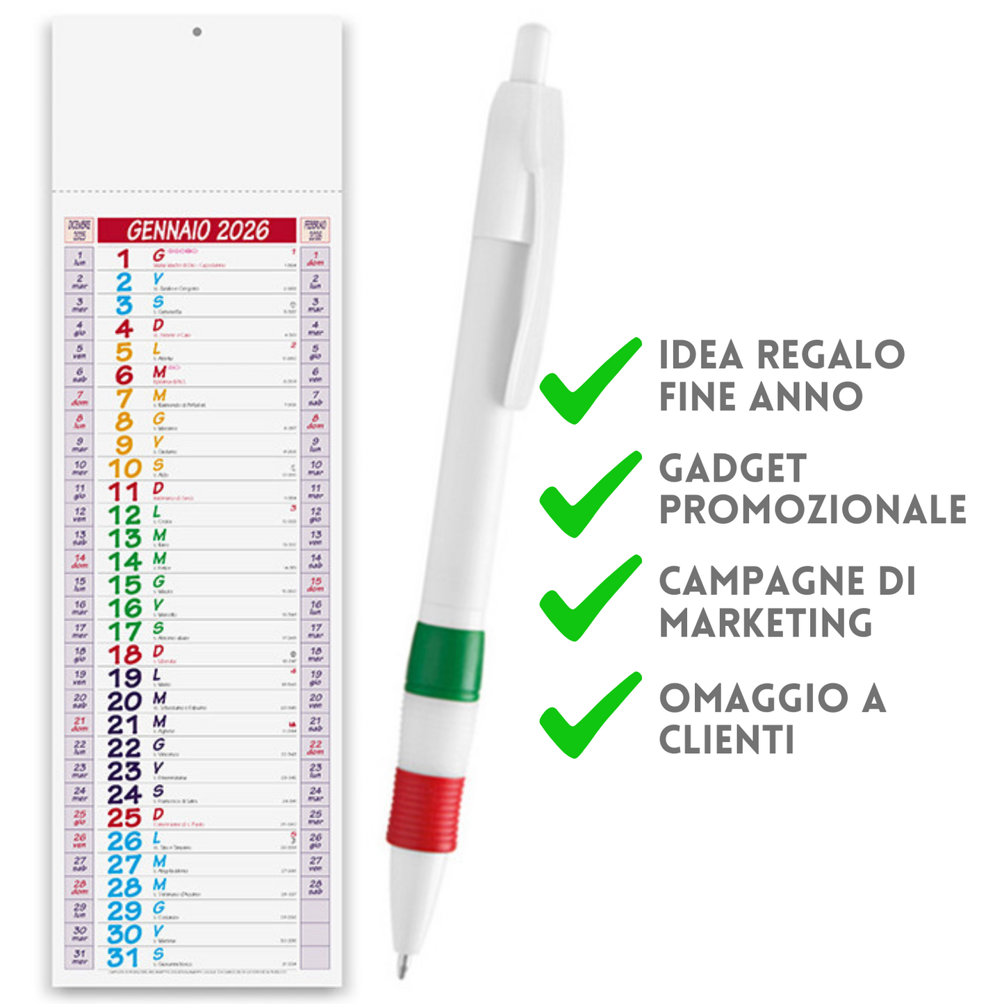 Kit Calendario 2026 + Penna Personalizzati | Cod. Kit Jane