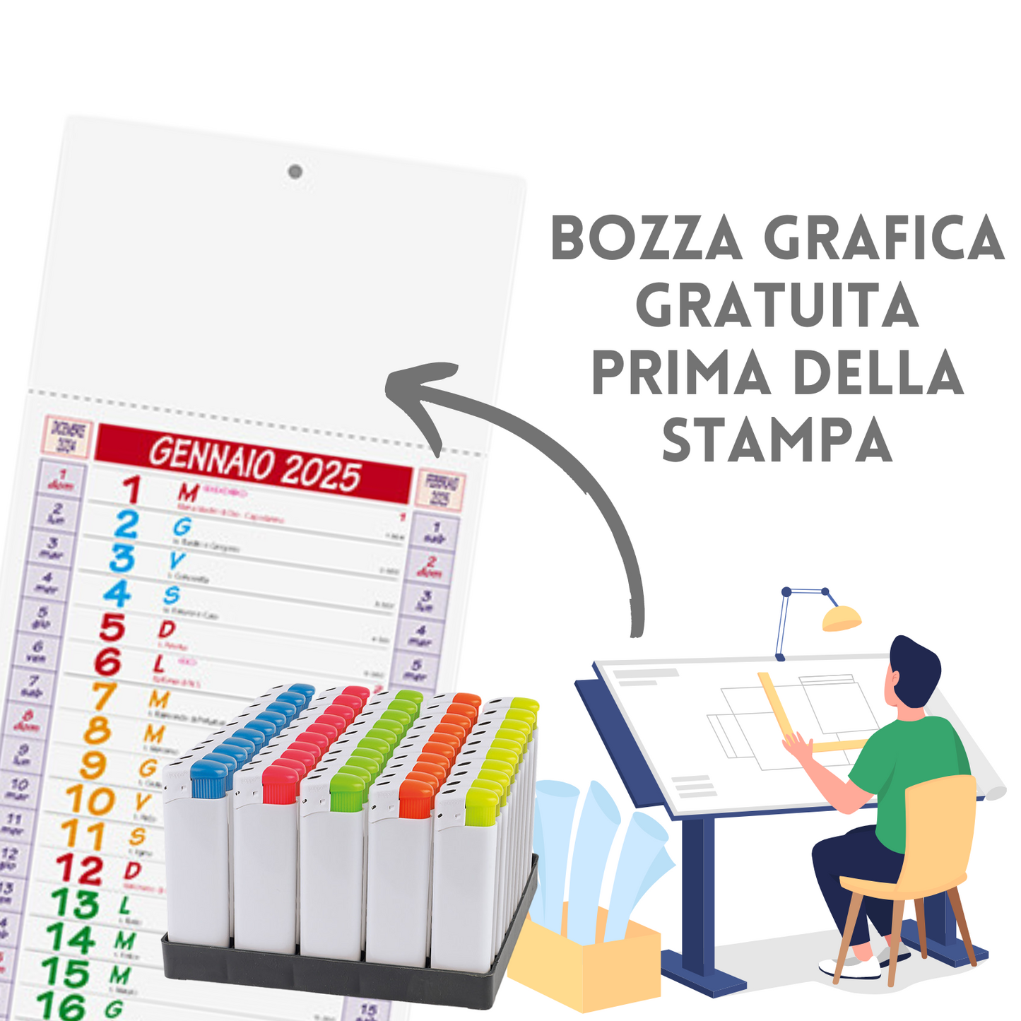 Kit Calendario 2025 + accendini Kit Fire