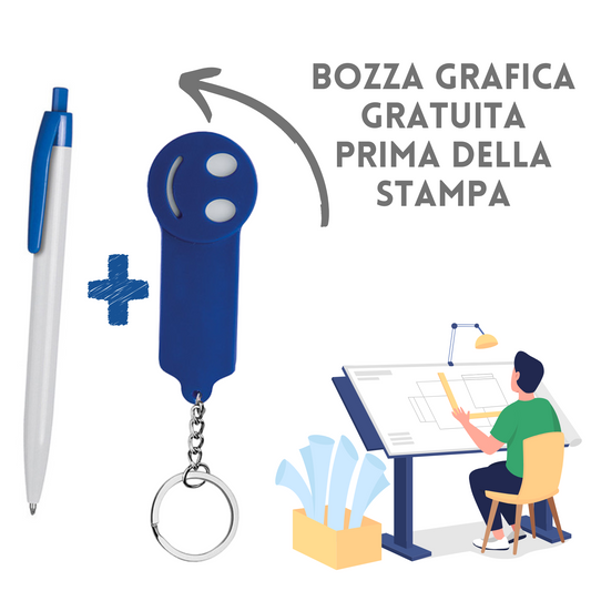 Kit penne e portachiavi personalizzati PE124