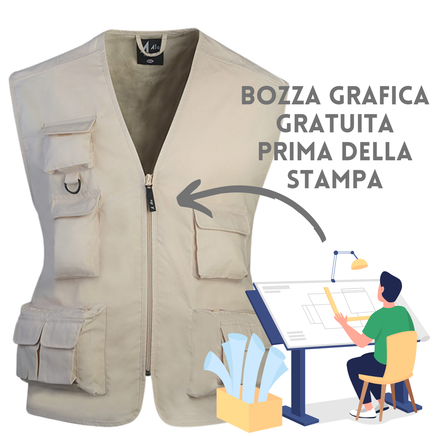 Gilet da lavoro multitasche personalizzato | Cod. PM811