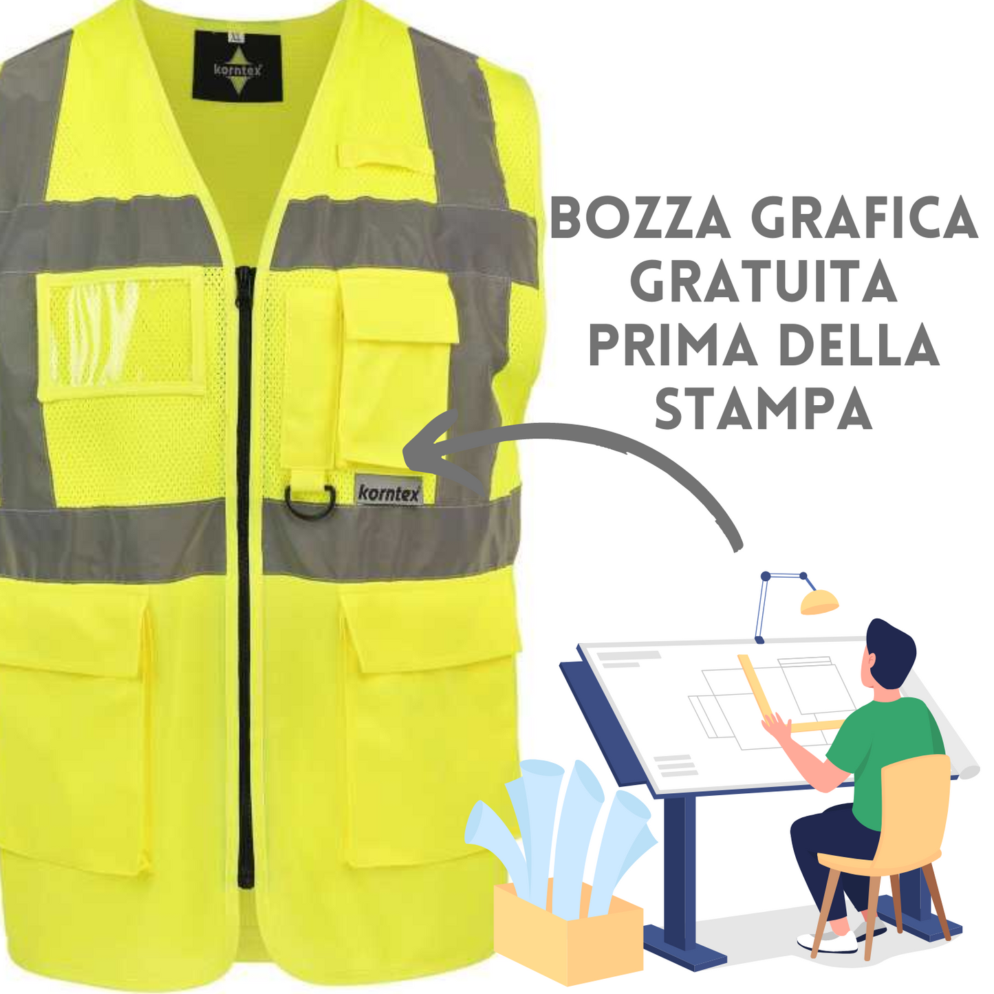 Gilet da lavoro alta visibilità personalizzato | Cod. KXEXQ