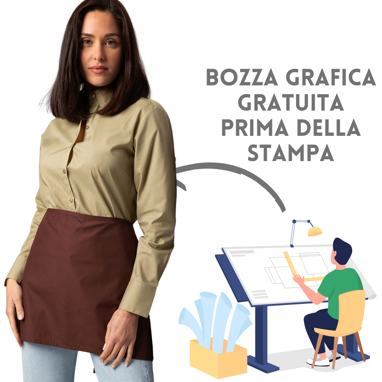 Grembiuli bar basic personalizzati da cucina | Cod. MI003