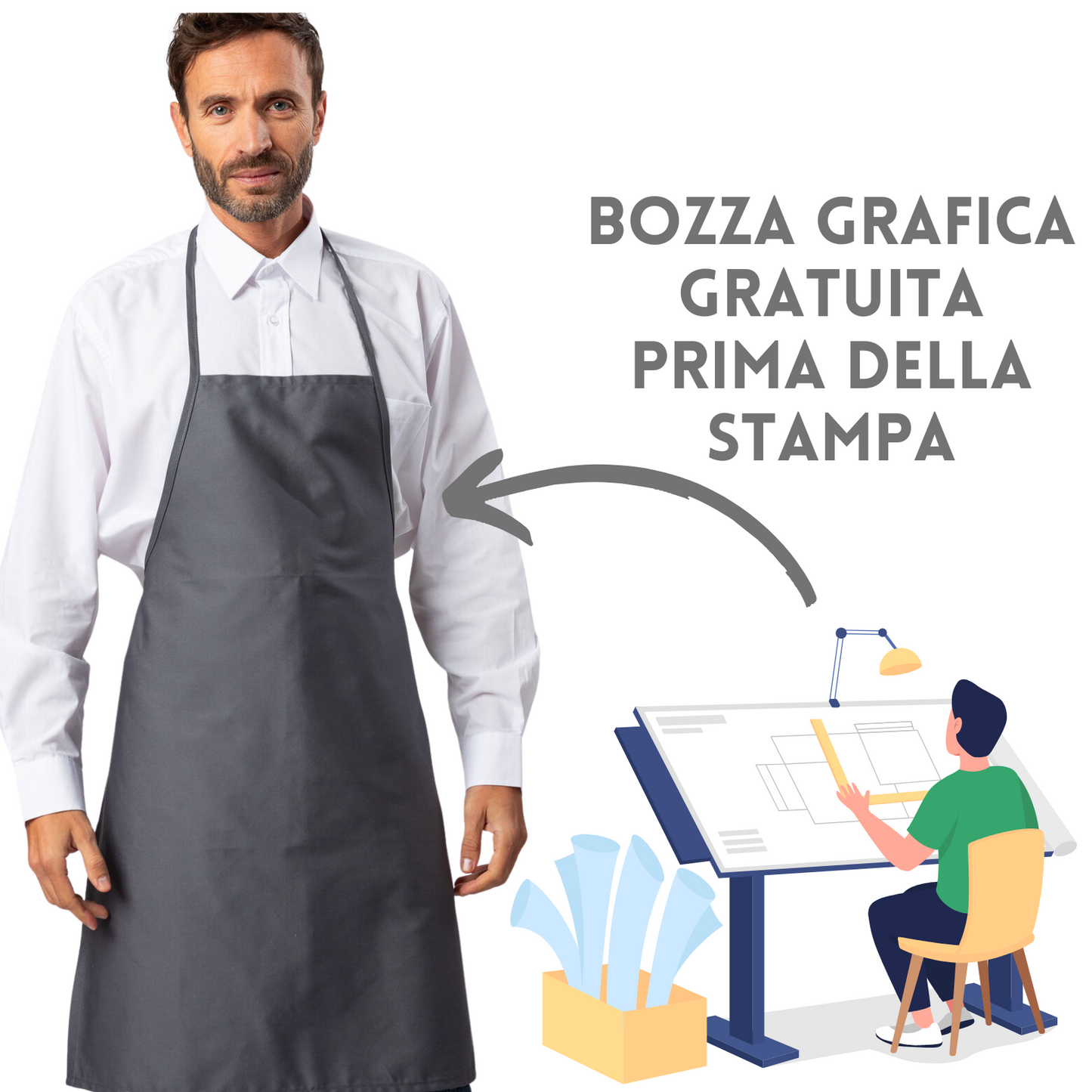 Grembiuli Basic personalizzati da cucina | Cod. MI001