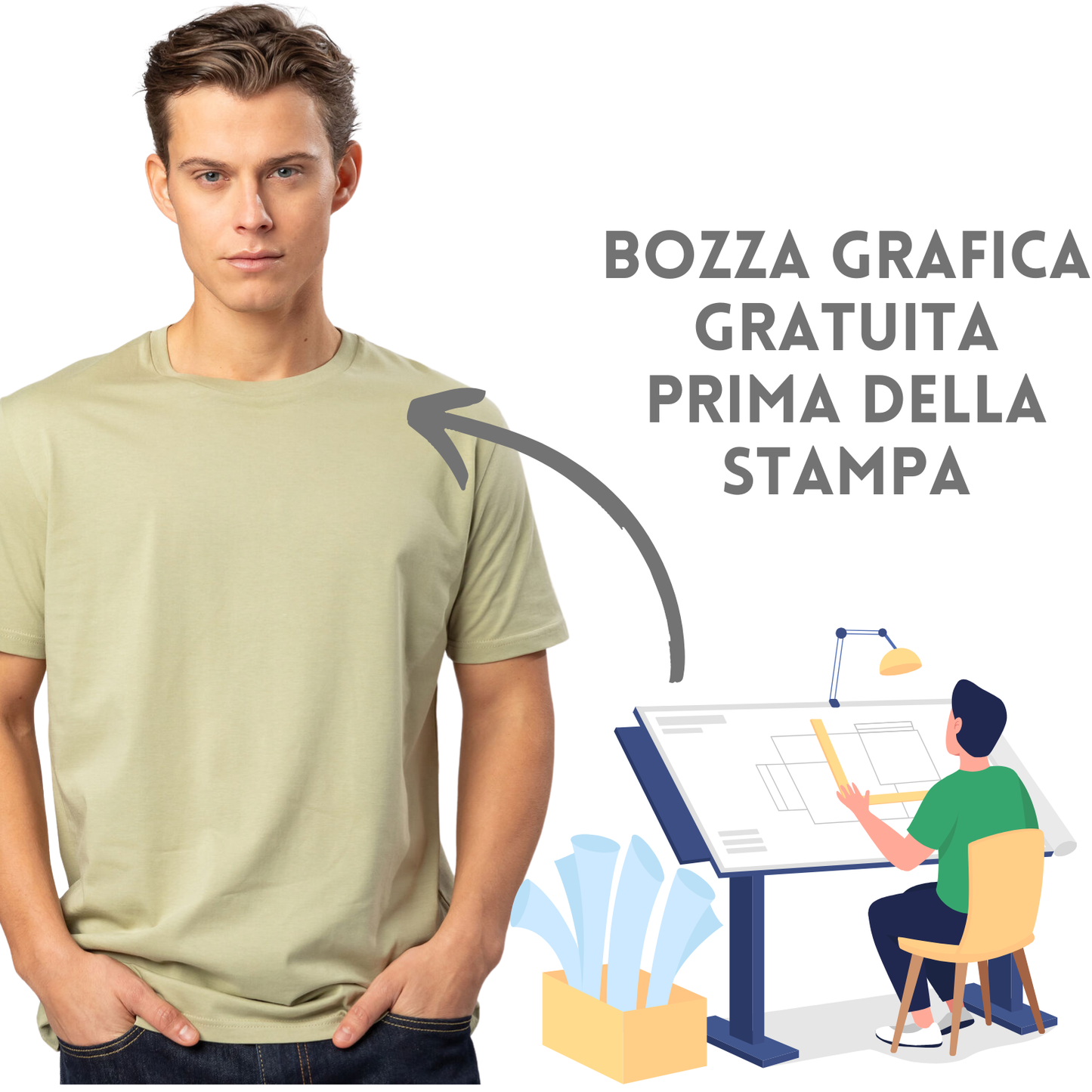 Magliette BS personalizzate in cotone organico | Cod. BS052