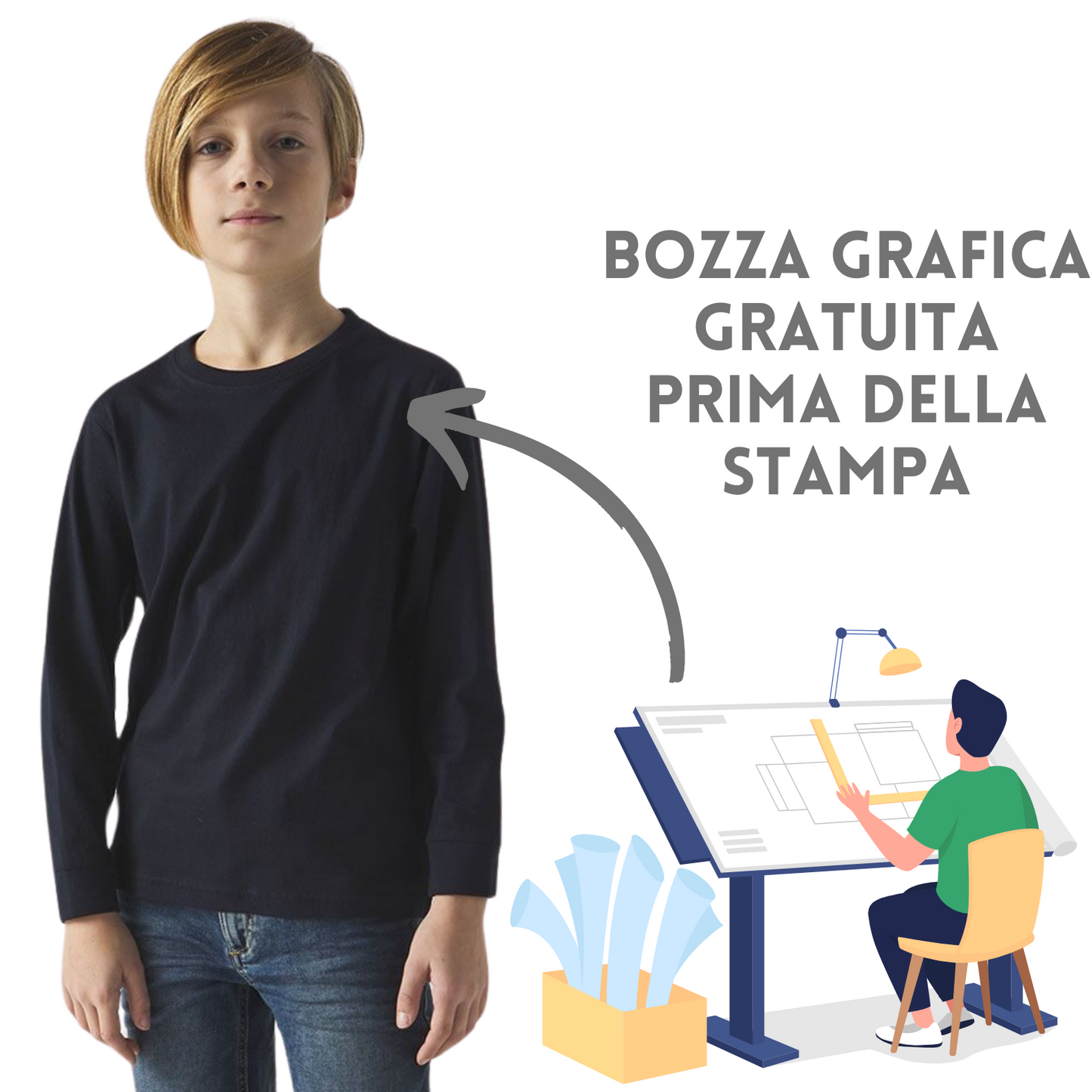 Magliette personalizzate a manica lunga bambino Cod. BSK100