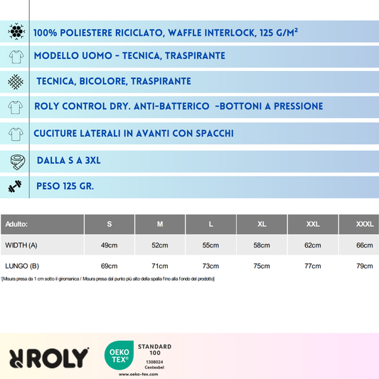 Polo sportiva uomo traspirante poliestere riciclato | Cod. Tormo Man