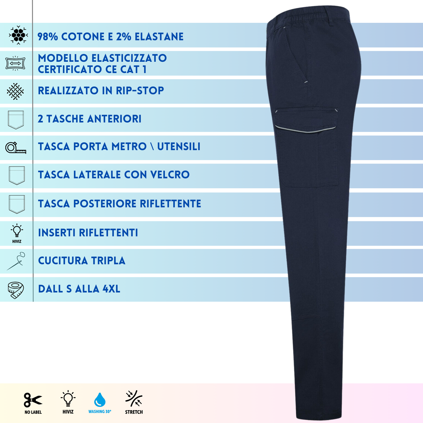 Pantaloni in rip-stop multitasche da lavoro | Cod. BS414