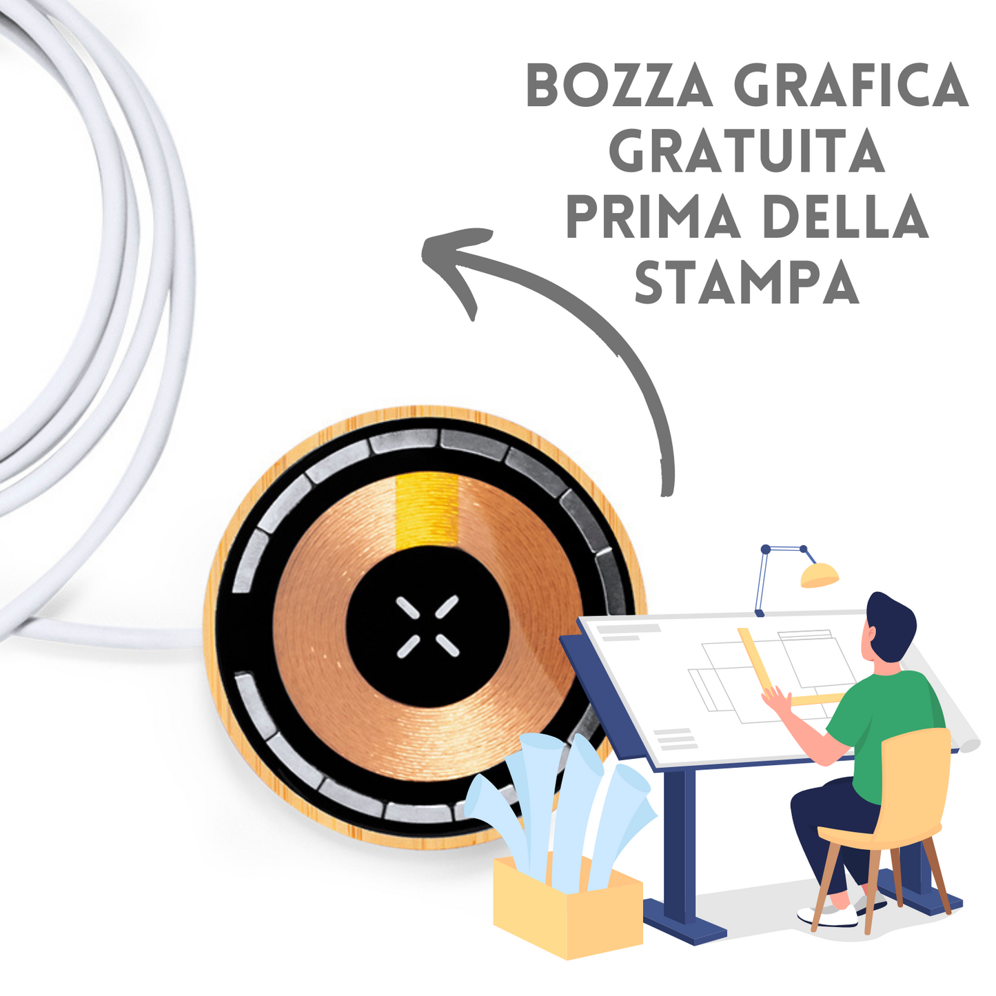 Caricatore wireless 15 W personalizzato | Cod. 21191