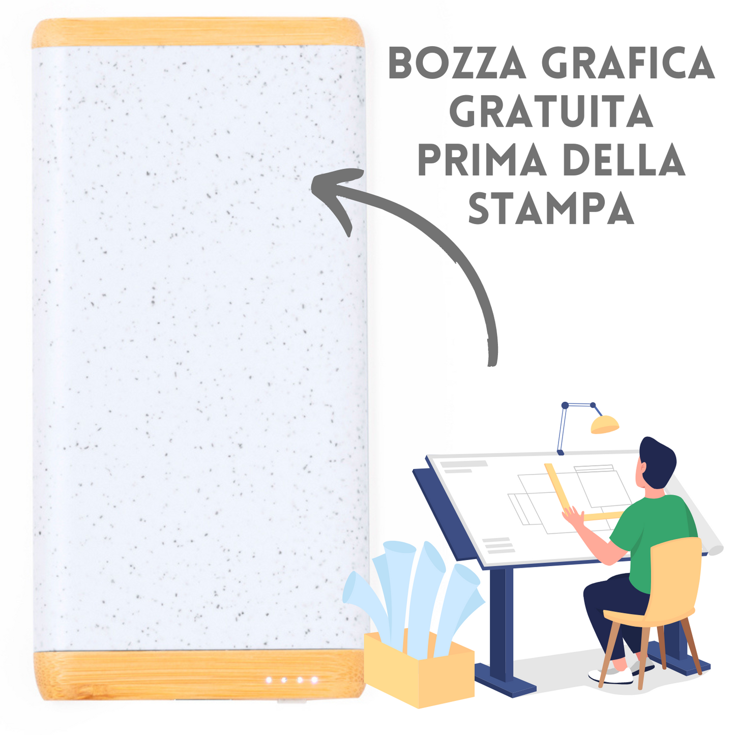 Power Bank ecologico in bambò e fibra di grano 5.000 mAh | Cod. 21219