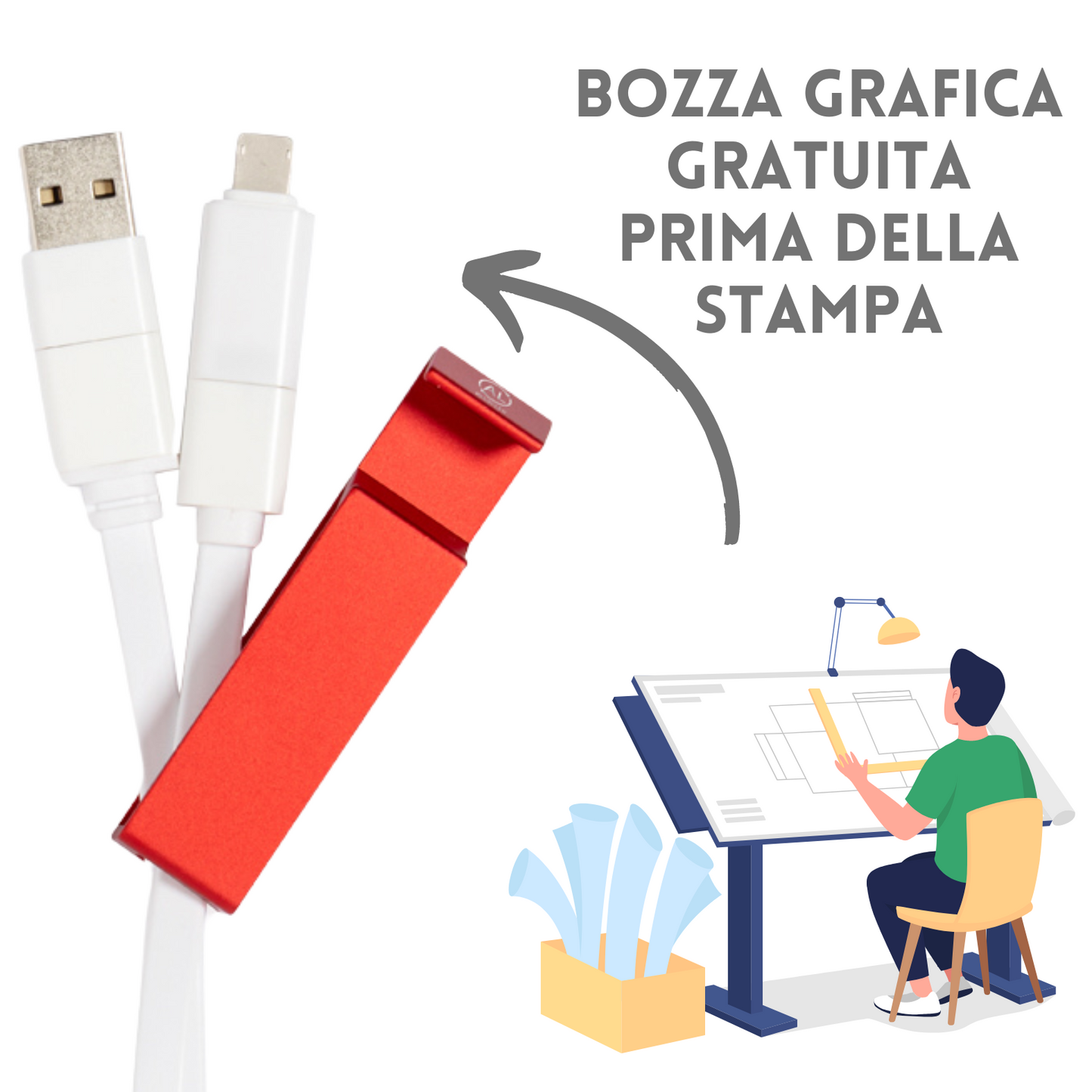 Cavo ricarica multifunzione personalizzato | Cod. 21043