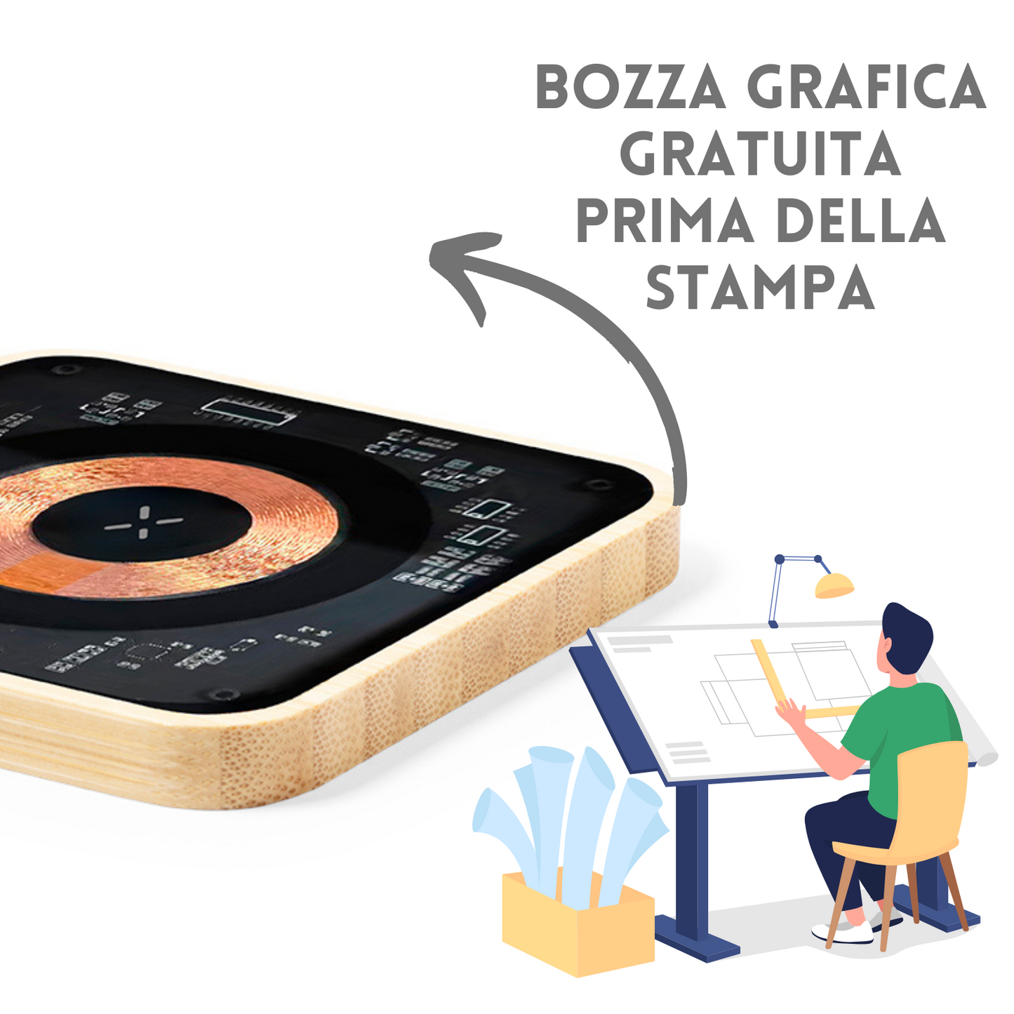 Caricatore Wireless da 15W in bambù | Cod. 21194