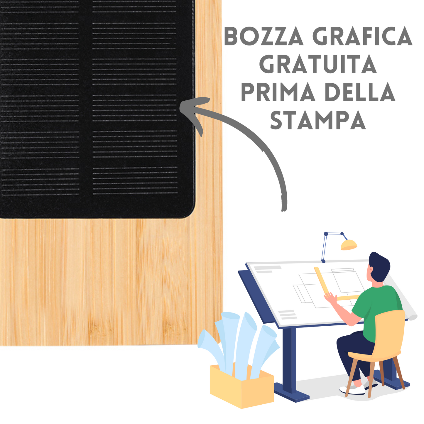 Power Bank solare in bambù personalizzato | Cod. 20859